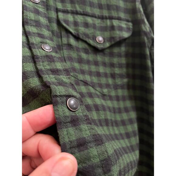 Filson Women’s Flaw Modal Wool Blend Green Black Plaid Button Down Shirt Small - Picture 7 of 14